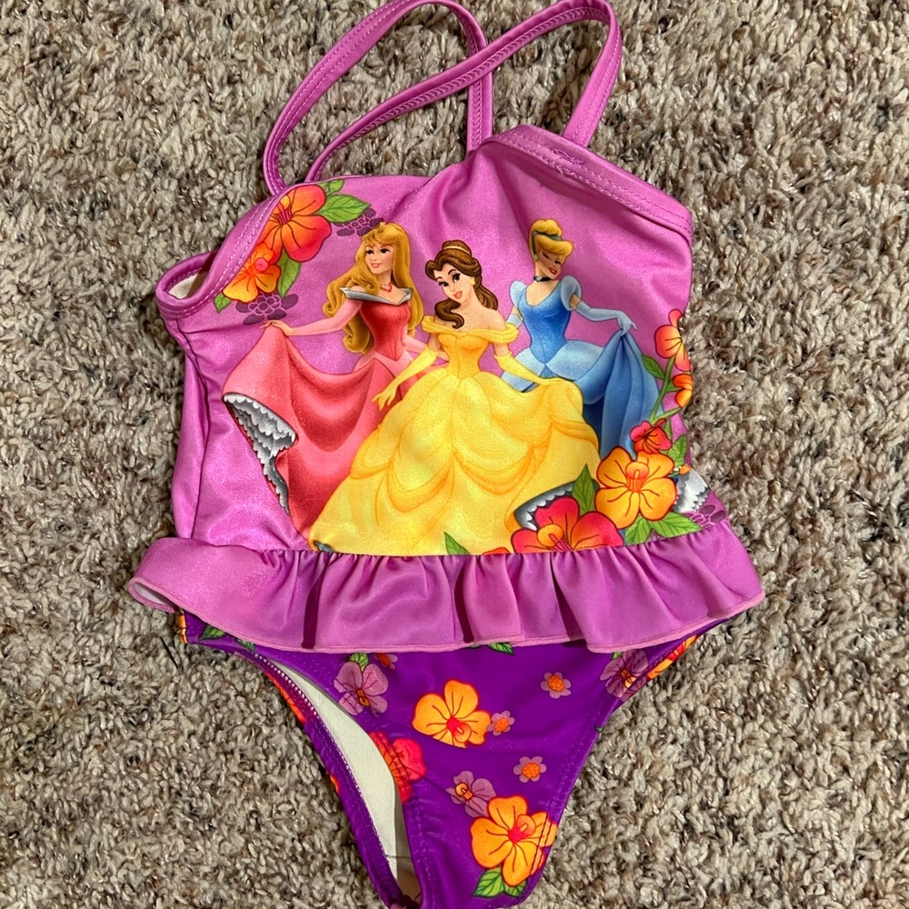 Infant bathing suit with Disney princesses on it